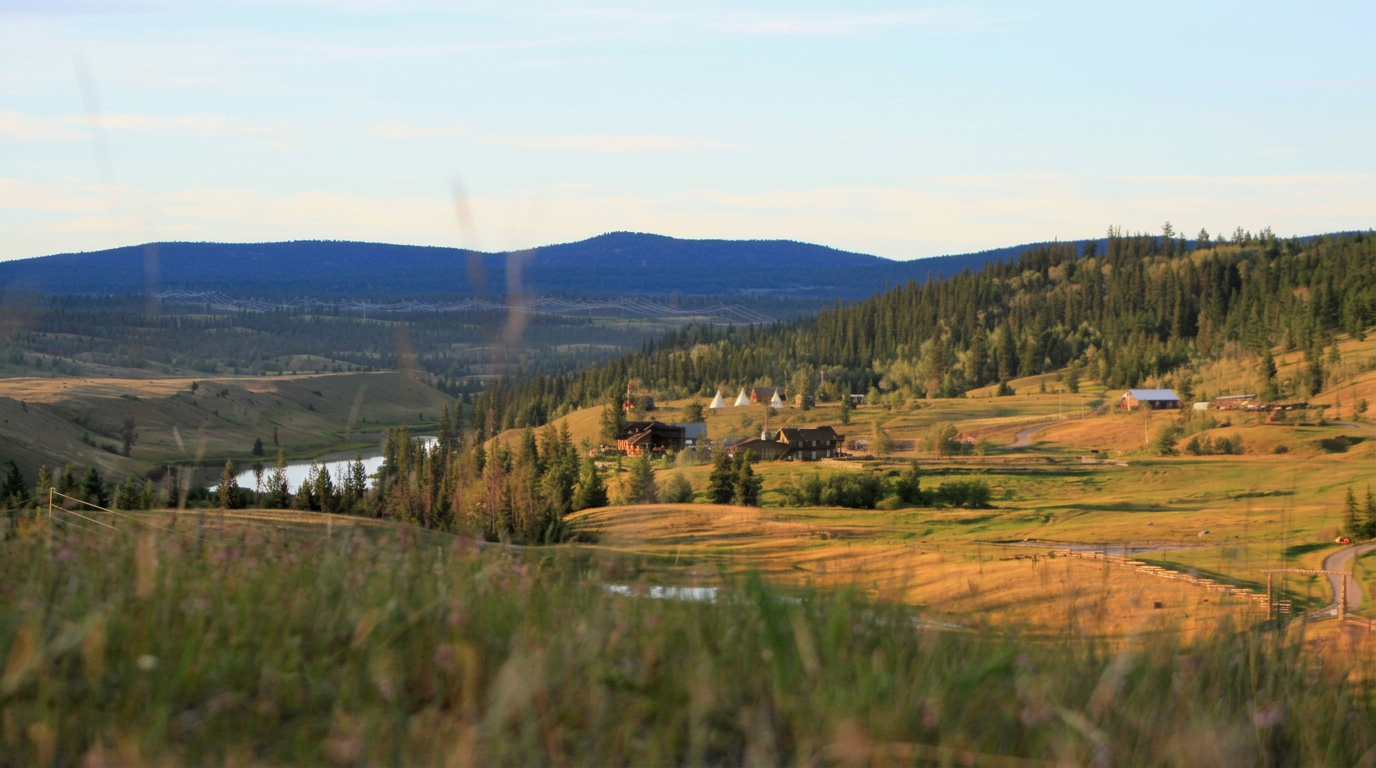 A quiet day unfolds over the Big Bar Guest Ranch valley in the Cariboo
